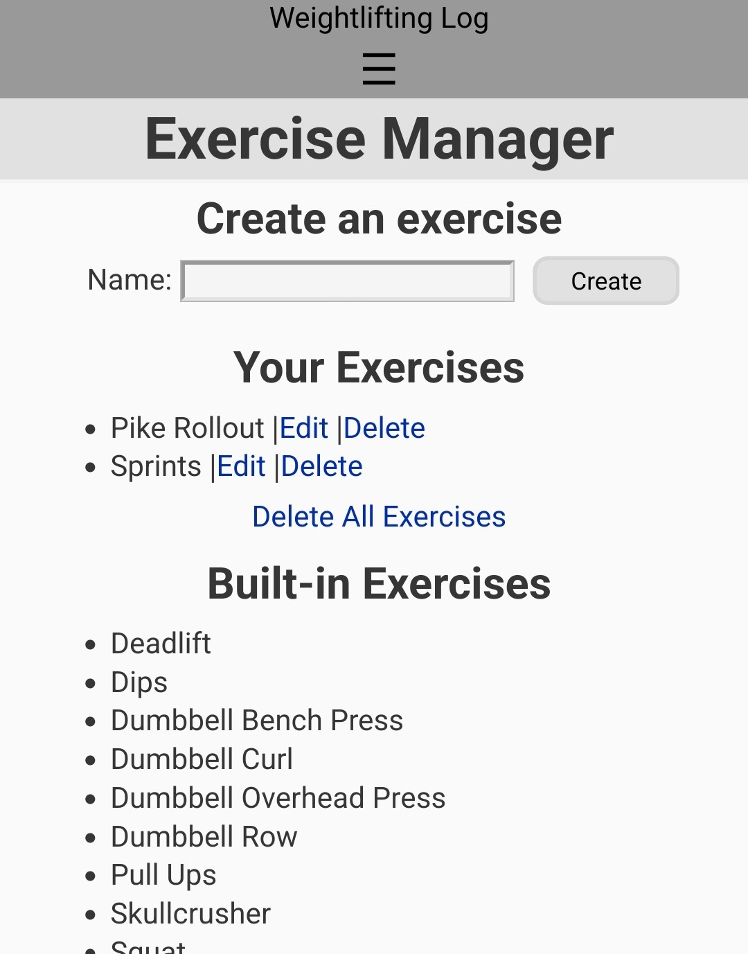 Exercise Manager