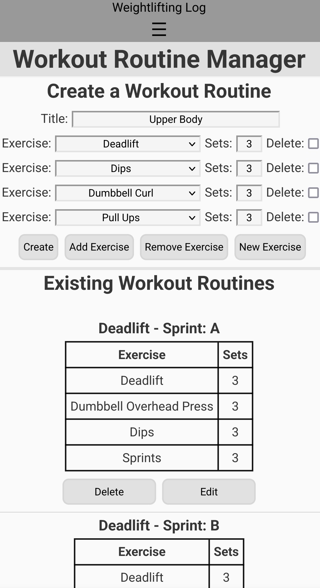 Workout Routine Manager